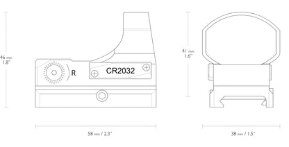 Hawke Vantage Micro Reflexvisier 1x34 Weitwinkel Circle Dot 2 MOA, 8 Helligkeits-Stufen