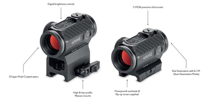 Hawke Frontier Red Dot 1×22, Auto Ilumination Mode, 2 MOA Micro T2-Fussabdruck