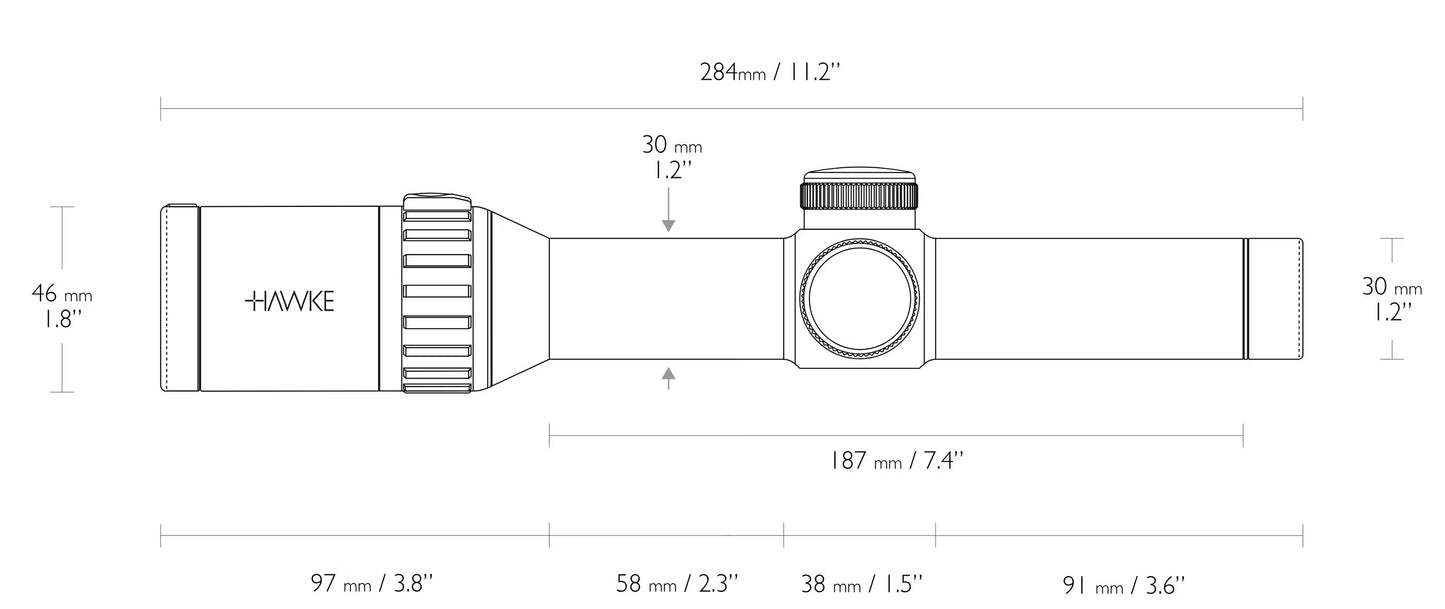 Hawke Endurance 30 Fibre Dot WA 1-6x24, 30mm, L4A 10x